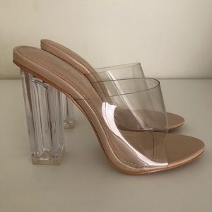 Public Desire Clear Perspex Block Heel, Size 7